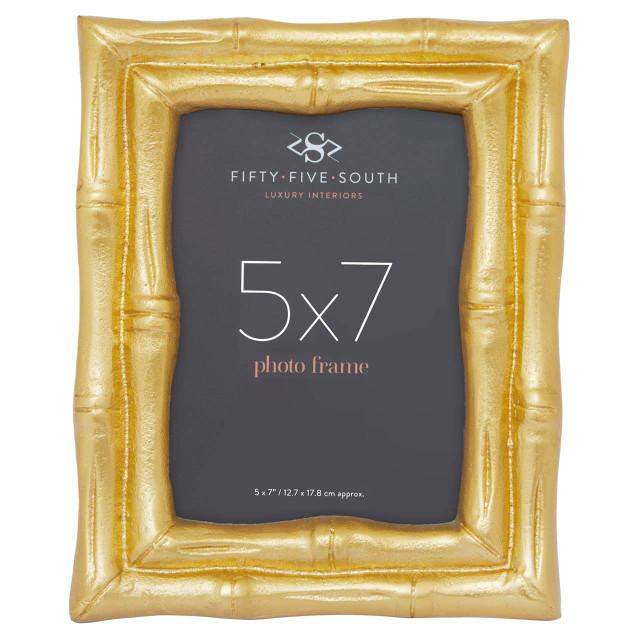 premier housewares Hiba Gold Finish Bamboo Effect Photo Frame 5x7in