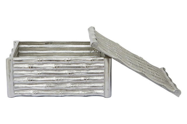 Premier Housewares Hiba Large Silver Finish Bamboo Effect Trinket Box