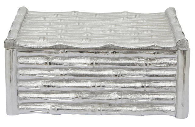 Premier Housewares Hiba Large Silver Finish Bamboo Effect Trinket Box