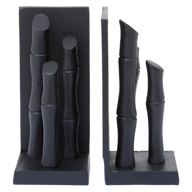 Premier Housewares Hiba Set Of Two Black Finish Bamboo Effect Bookends
