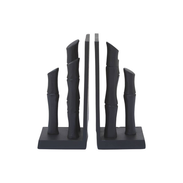 Premier Housewares Hiba Set Of Two Black Finish Bamboo Effect Bookends
