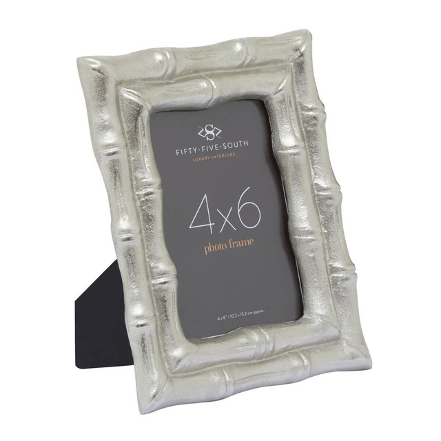 Premier Housewares Hiba Silver Finish Bamboo Effect 4In X 6In Photo Frame