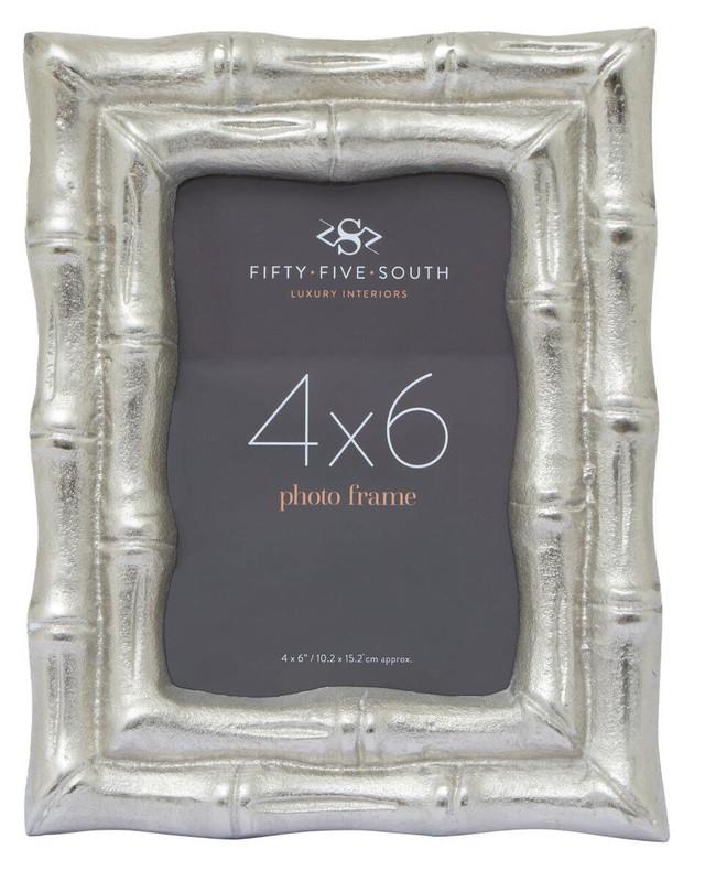 Premier Housewares Hiba Silver Finish Bamboo Effect 4In X 6In Photo Frame