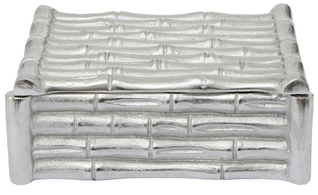 Premier Housewares Hiba Small Silver Finish Bamboo Effect Trinket Box