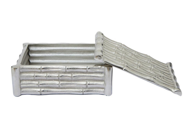 premier housewares Hiba Small Silver Finish Bamboo Effect Trinket Box