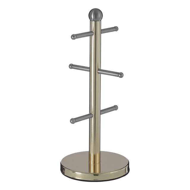 Premier Housewares Hirano 6 Cup Gold Finish Mug Tree