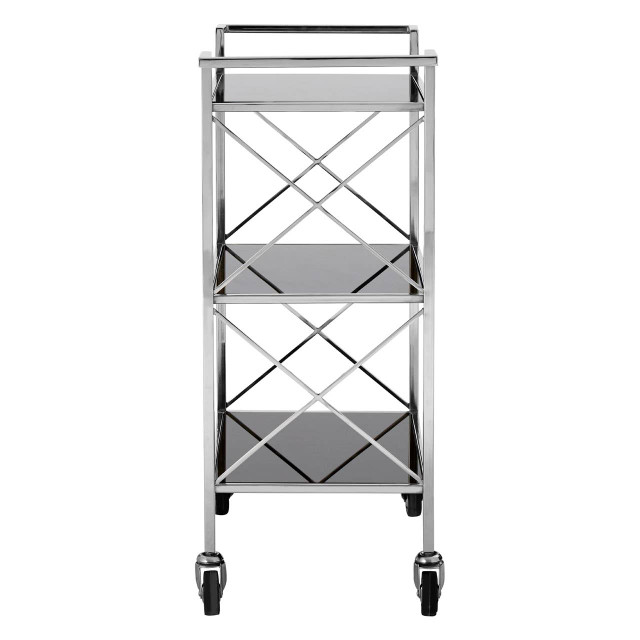 Premier Housewares Hoffmann Black Mirrored Glass 3 Tier Trolley