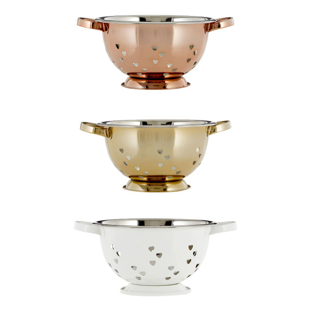 Premier Housewares Hollis Hearts Design Gold Colander