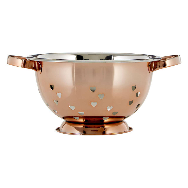 premier housewares Hollis Rose Gold Hearts Design Colander