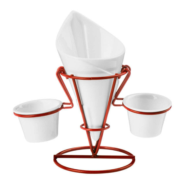 Premier Housewares Hollywood French Fry Cone With 2 Dip Dishes And Metal Stand