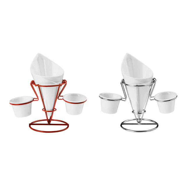 Premier Housewares Hollywood French Fry Cone With 2 Dip Dishes And Metal Stand