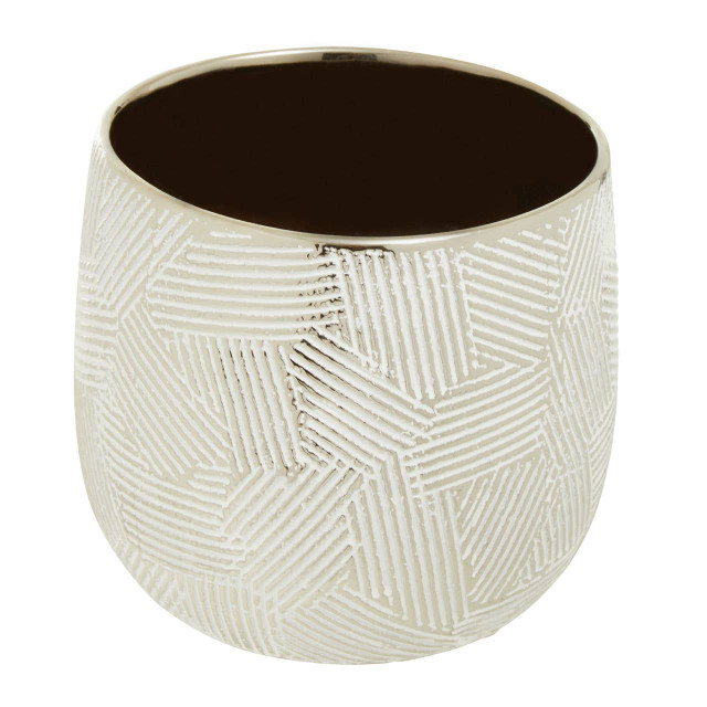 Premier Housewares Honna Large White Silver Ceramic Planter