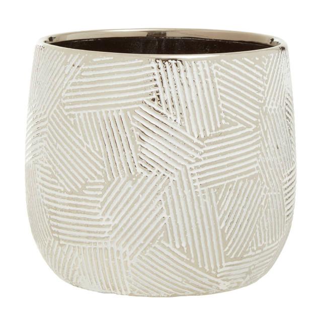 premier housewares Honna Large White Silver Ceramic Planter
