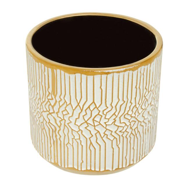 Premier Housewares Honna Small White Gold Ceramic Planter