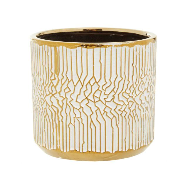 premier housewares Honna Small White Gold Ceramic Planter