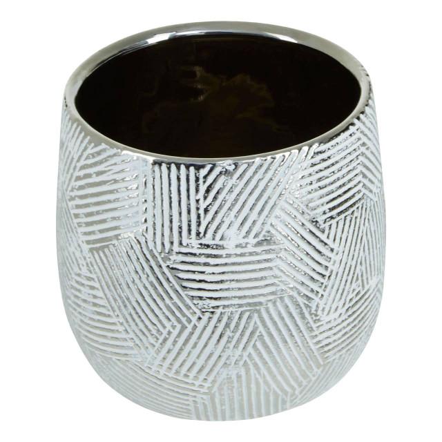 Premier Housewares Honna Small White Silver Ceramic Planter