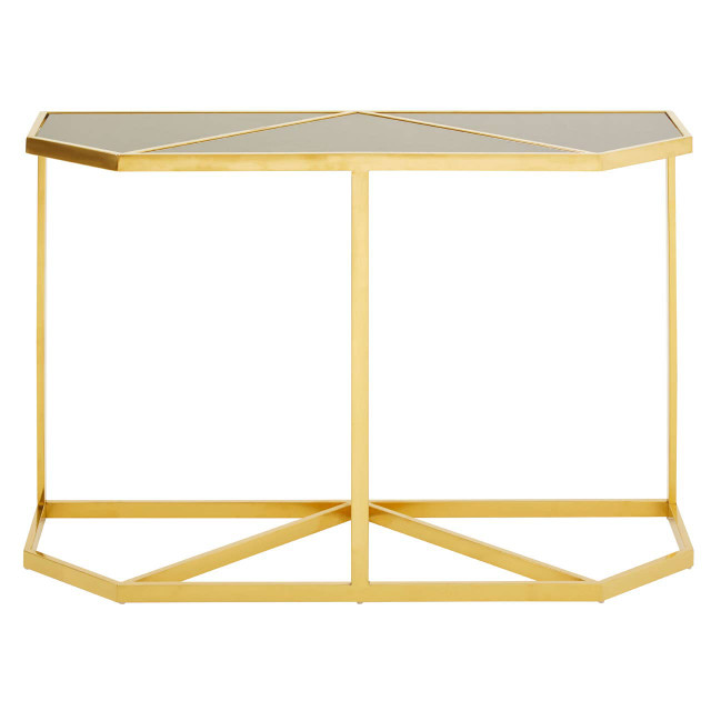 premier housewares Horizon Black Tempered Glass Console Table