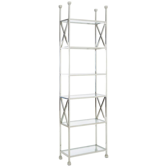Premier Housewares Horizon Cross Design 6 Tier Tempered Glass Shelving Unit