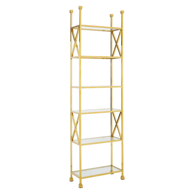 Premier Housewares Horizon Gold Finish Cross Design Bookshelf