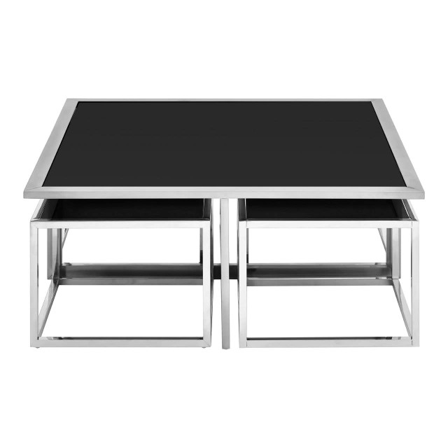 premier housewares Horizon Silver Coffee Table And Stools Set
