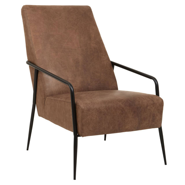 Premier Housewares Hoxton Brown Leather Chair With Tapered Back
