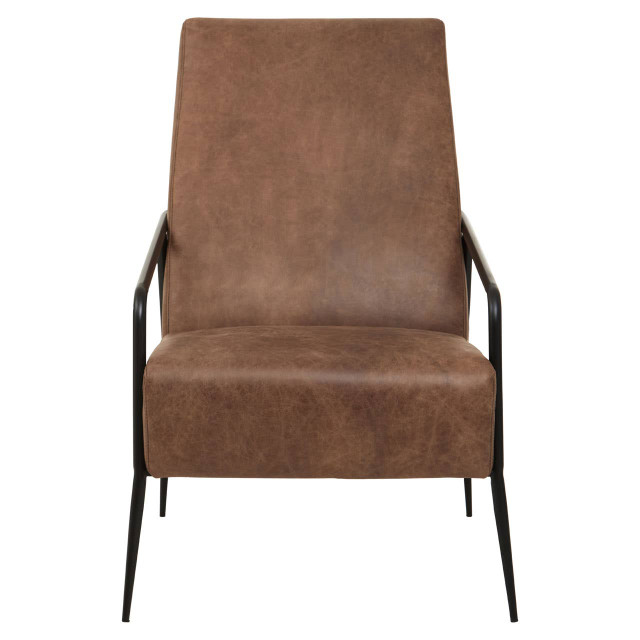 premier housewares Hoxton Brown Leather Chair With Tapered Back