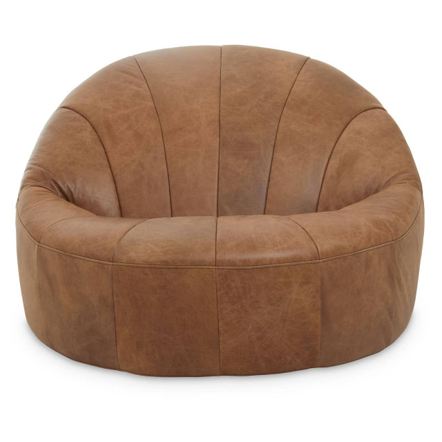 Premier Housewares Hoxton Light Brown Leather Curved Chair