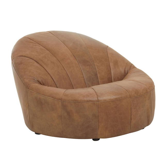 Premier Housewares Hoxton Light Brown Leather Curved Chair