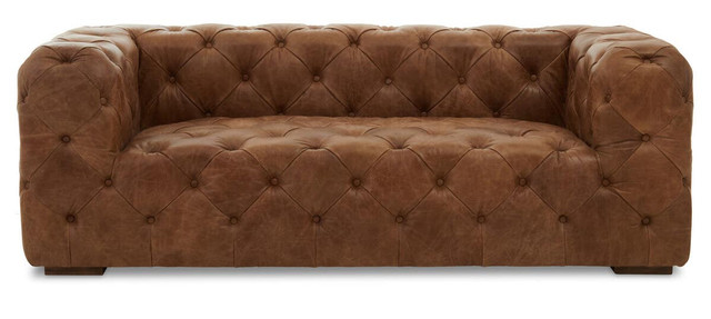Premier Housewares Hoxton Three Seat Tufted Leather Sofa