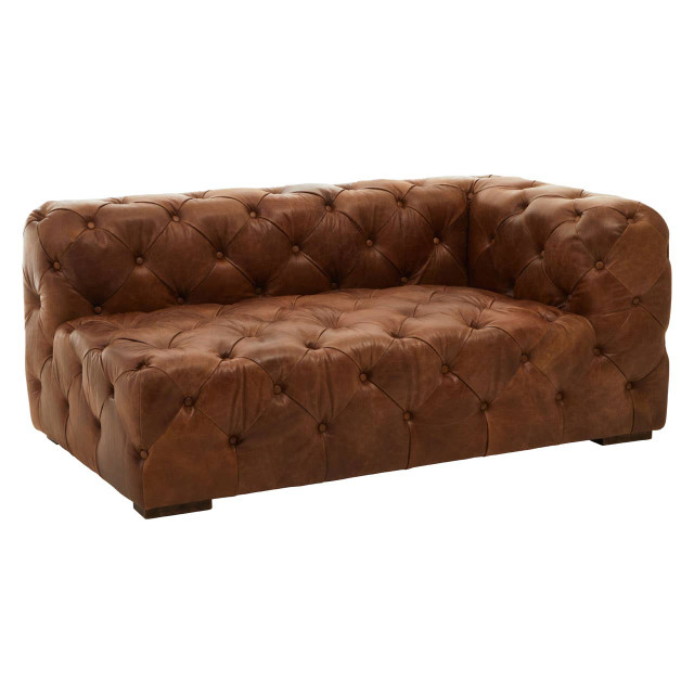 Premier Housewares Hoxton Tufted Leather Left Arm Sofa