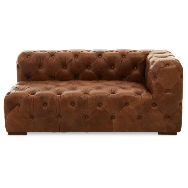 premier housewares Hoxton Tufted Leather Left Arm Sofa