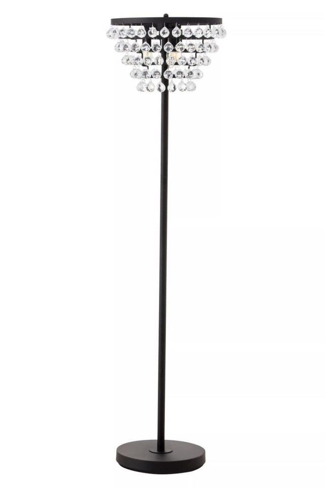 premier housewares Hutchinson Clear Crystal Floor Lamp with Black Metal