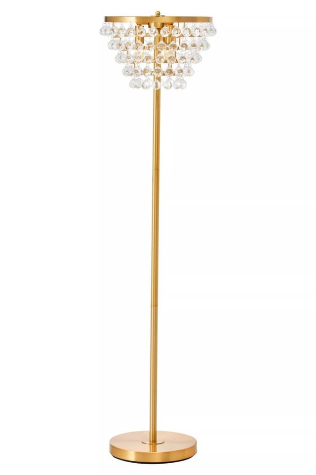 premier housewares Hutchinson Clear Crystal Floor Lamp with Gold Metal