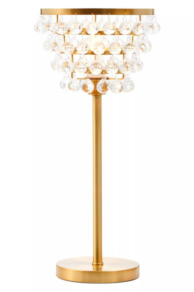Premier Housewares Hutchinson Clear Crystal Table Lamp With Gold Metal