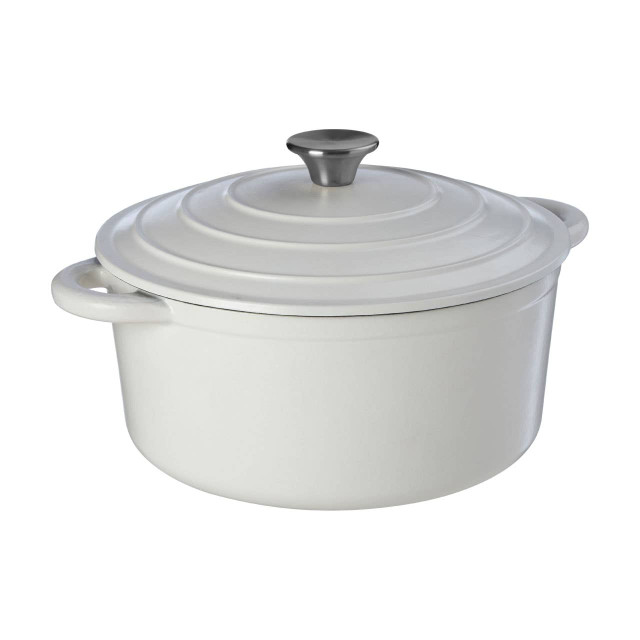 Premier Housewares Hygge Large White Cast Iron Casserole Dish