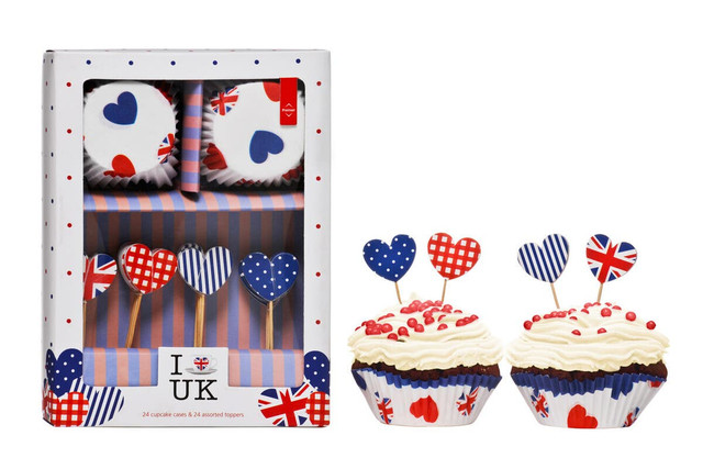 premier housewares I Love UK Cupcake Cases and Toppers Set