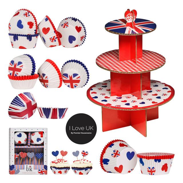 Premier Housewares I Love Uk Union Jack 40Pcs Large Cupcake Cases