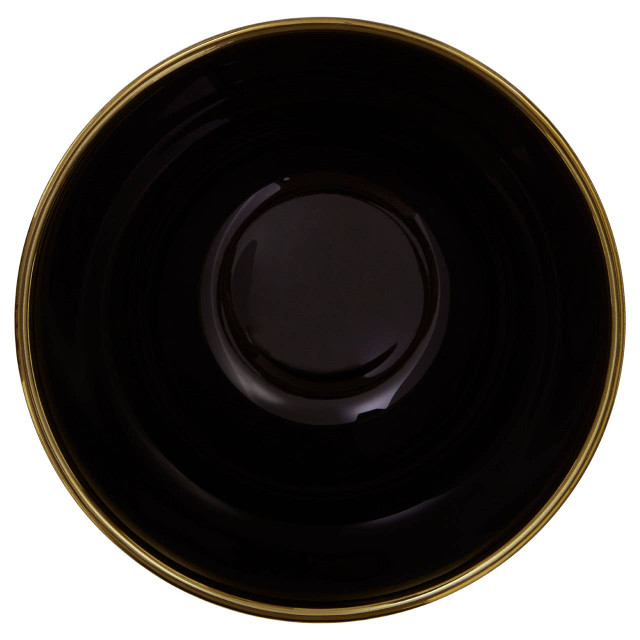 premier housewares Ida Black Glass Bowl with Gold Rim
