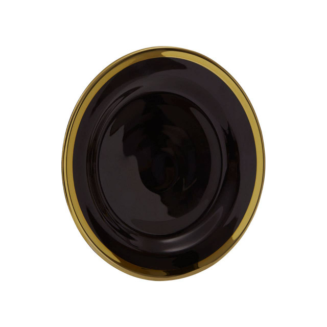 Premier Housewares Ida Black Glass Dinner Plate With Gold Rim