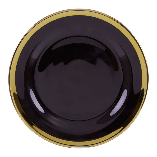 premier housewares Ida Black Glass Side Plate with Gold Rim