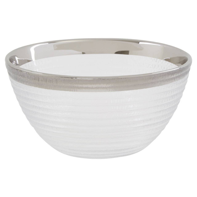 premier housewares Ida Embossed Glass Bowl With Silver Rim