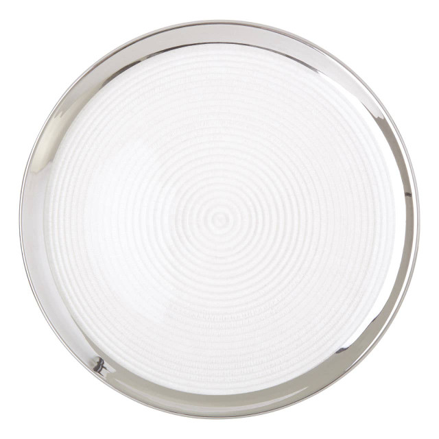 Premier Housewares Ida Embossed Glass Coupe Charger Plate With Silver Rim
