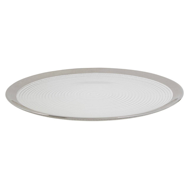 Premier Housewares Ida Embossed Glass Coupe Charger Plate With Silver Rim