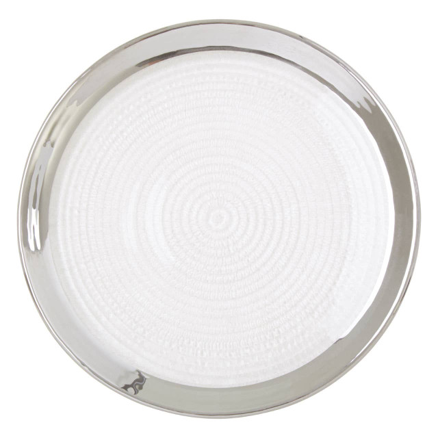 Premier Housewares Ida Embossed Glass Coupe Side Plate With Silver Rim