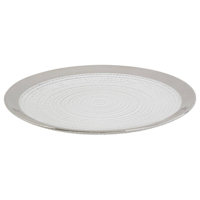Premier Housewares Ida Embossed Glass Coupe Side Plate With Silver Rim