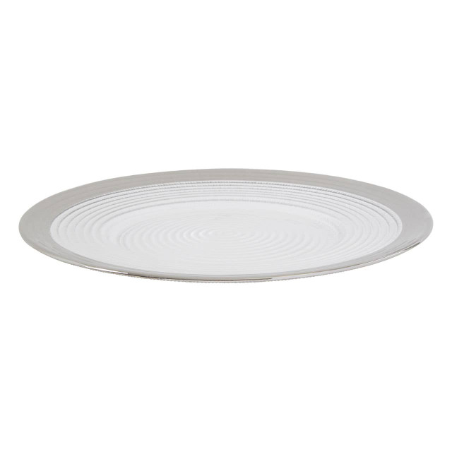 Premier Housewares Ida Embossed Glass Dinner Plate With Silver Rim