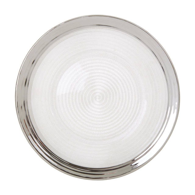 premier housewares Ida Embossed Glass Dinner Plate With Silver Rim