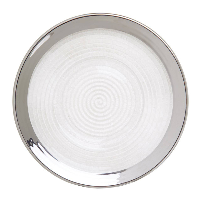 Premier Housewares Ida Embossed Glass Side Plate With Silver Rim