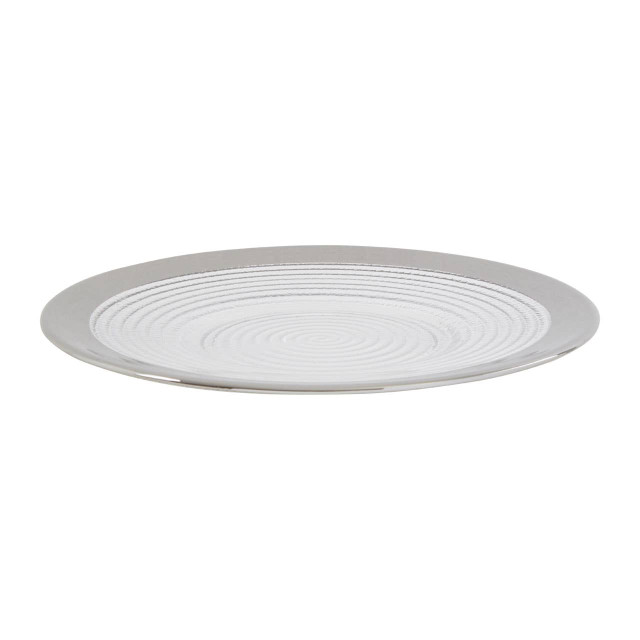 Premier Housewares Ida Embossed Glass Side Plate With Silver Rim