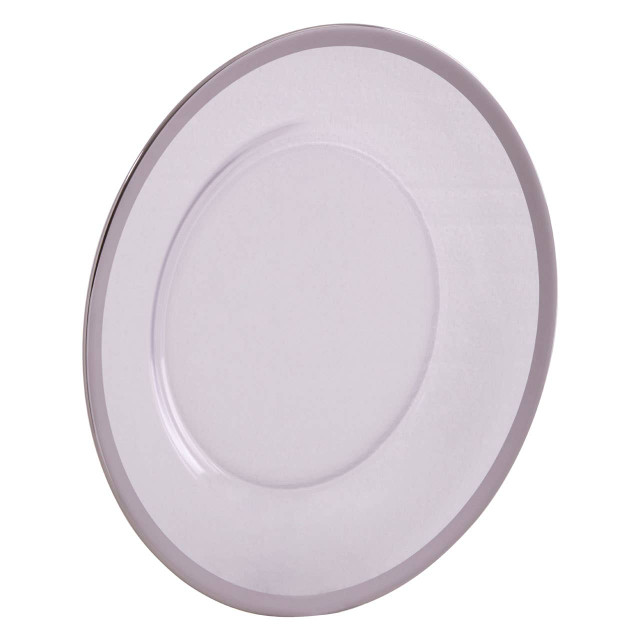 Premier Housewares Ida Glass Dinner Plate With Silver Rim